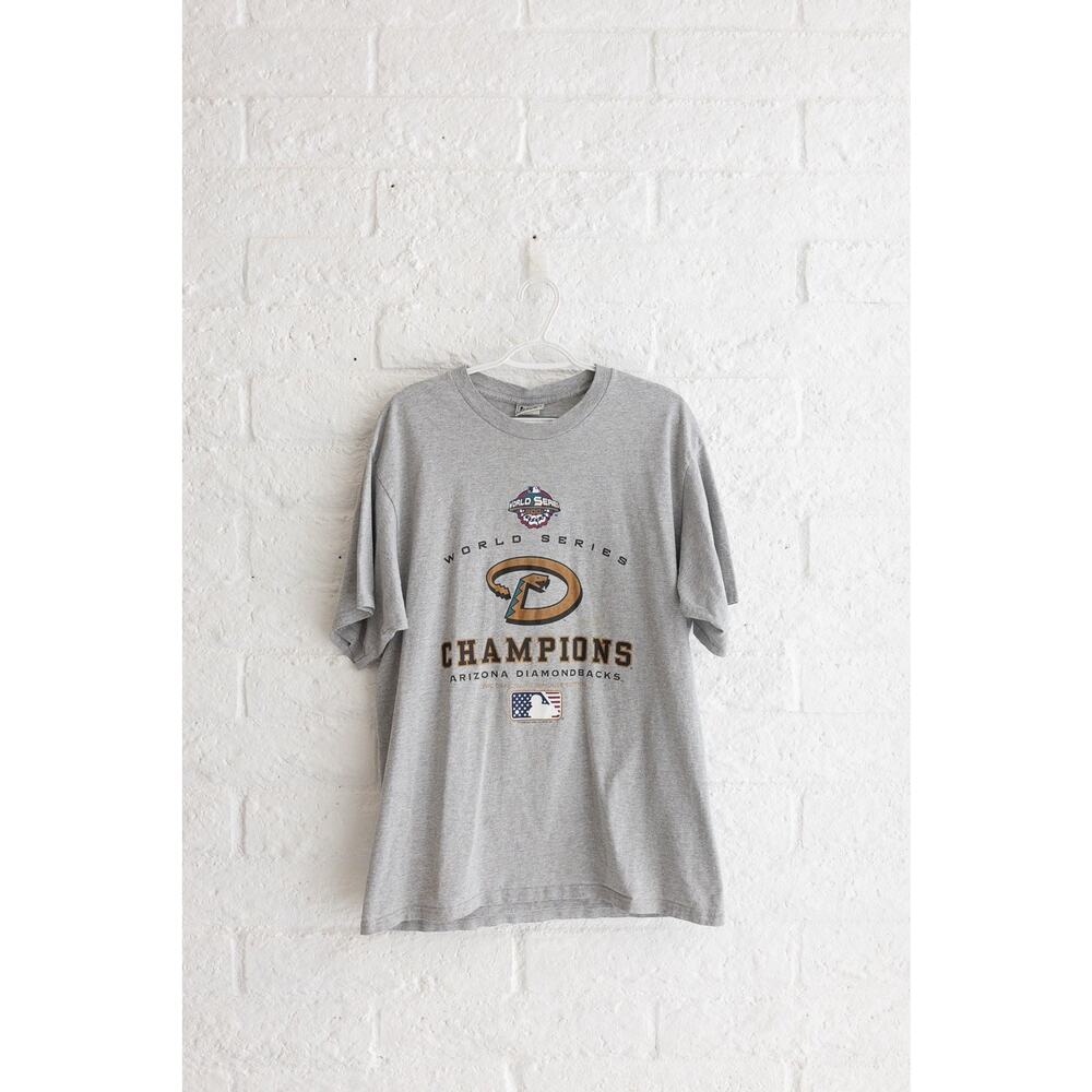 Vintage 2001 Dbacks World Series Champs Tee Lee Sport XL Gray MLB Baseball Shirt